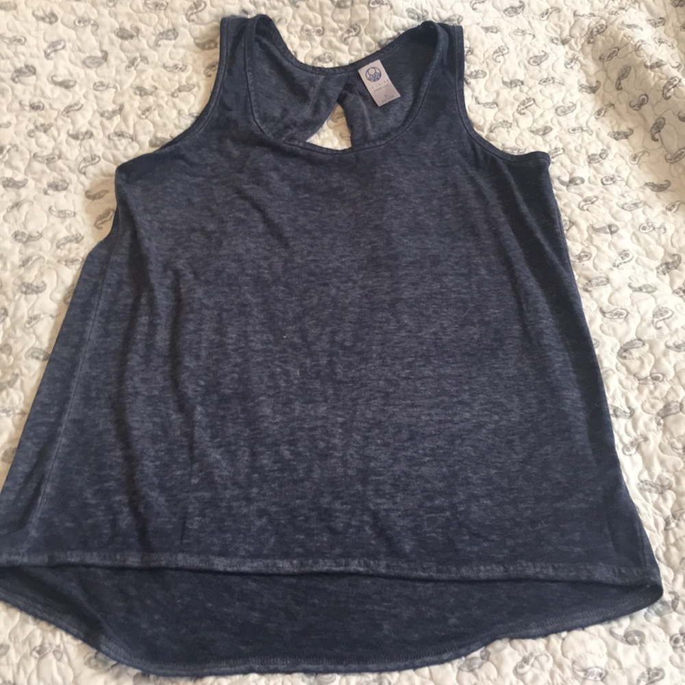 Heathered Navy Keyhole Yoga Top